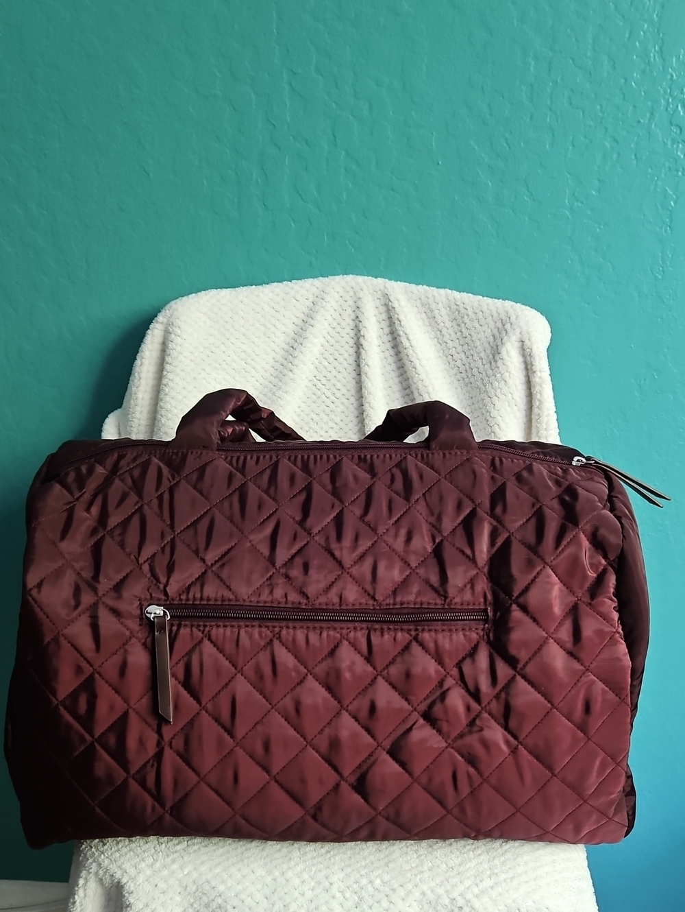 DSW Quilted Travel Duffel Bag - Burgundy